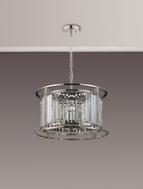 Buckley Pendant / Semi Ceiling Convertible, 6 x E14, Polished Nickel / Clear