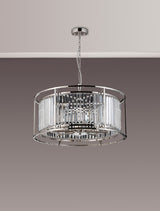 Buckley Pendant / Semi Ceiling Convertible, 8 x E14, Polished Nickel / Clear