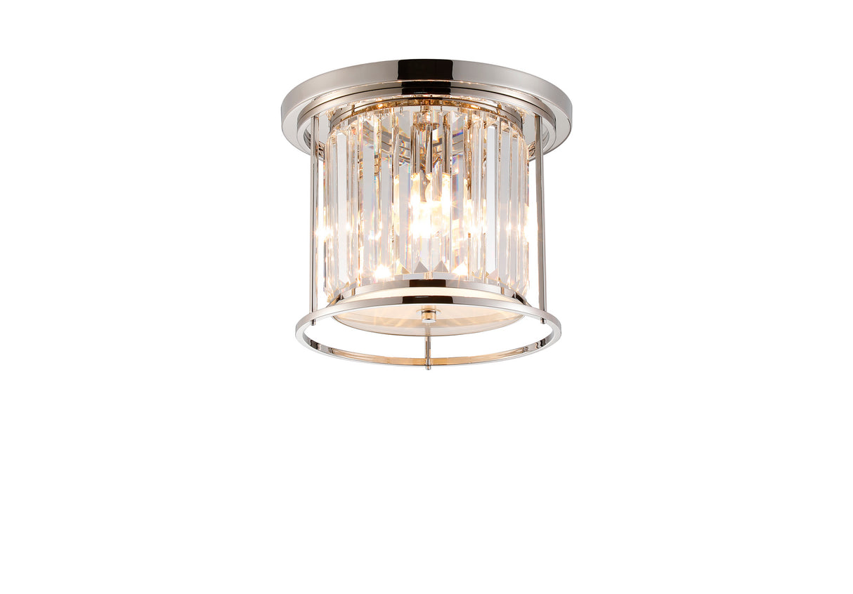 Buckley Ceiling, 3 x E27, Polished Nickel / Clear