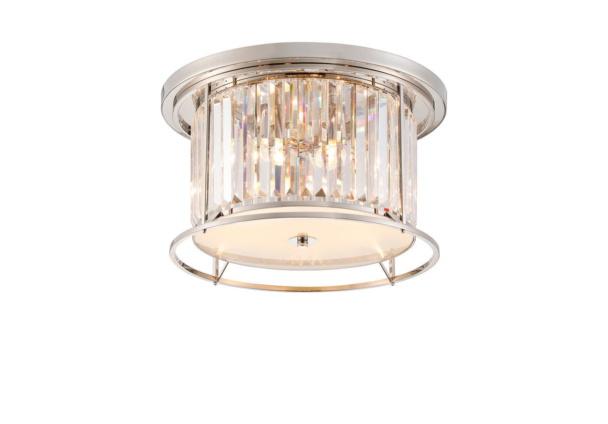 Buckley Ceiling, 4 x E27, Polished Nickel / Clear