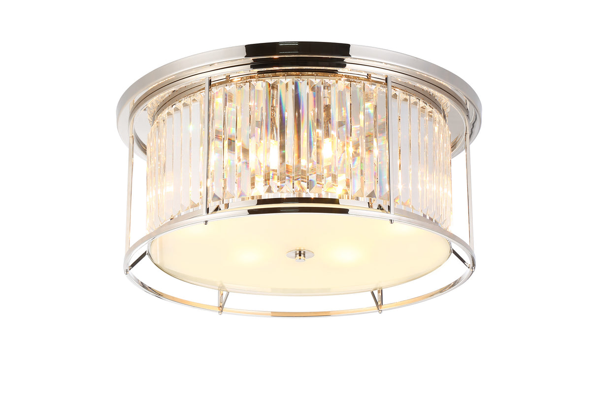 Buckley Ceiling, 6 x E27, Polished Nickel / Clear