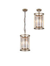 Buckley Pendant, 1 x E27, Antique Brass / Clear
