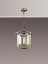 Buckley Pendant / Semi Ceiling Convertible, 3 x E14, Antique Brass / Clear