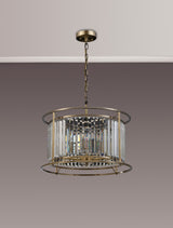 Buckley Pendant / Semi Ceiling Convertible, 6 x E14, Antique Brass / Clear