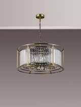 Buckley Pendant / Semi Ceiling Convertible, 8 x E14, Antique Brass / Clear