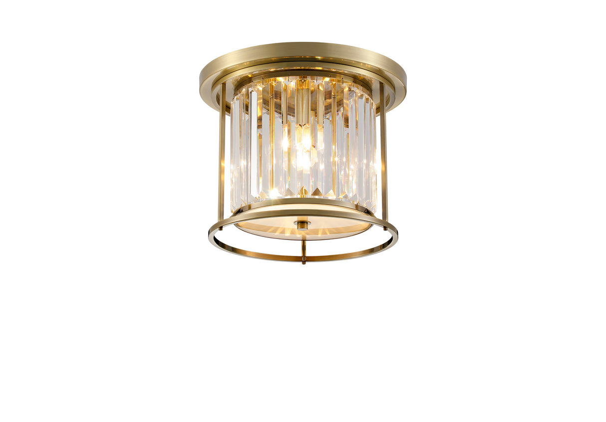 Buckley Ceiling, 3 x E27, Antique Brass / Clear
