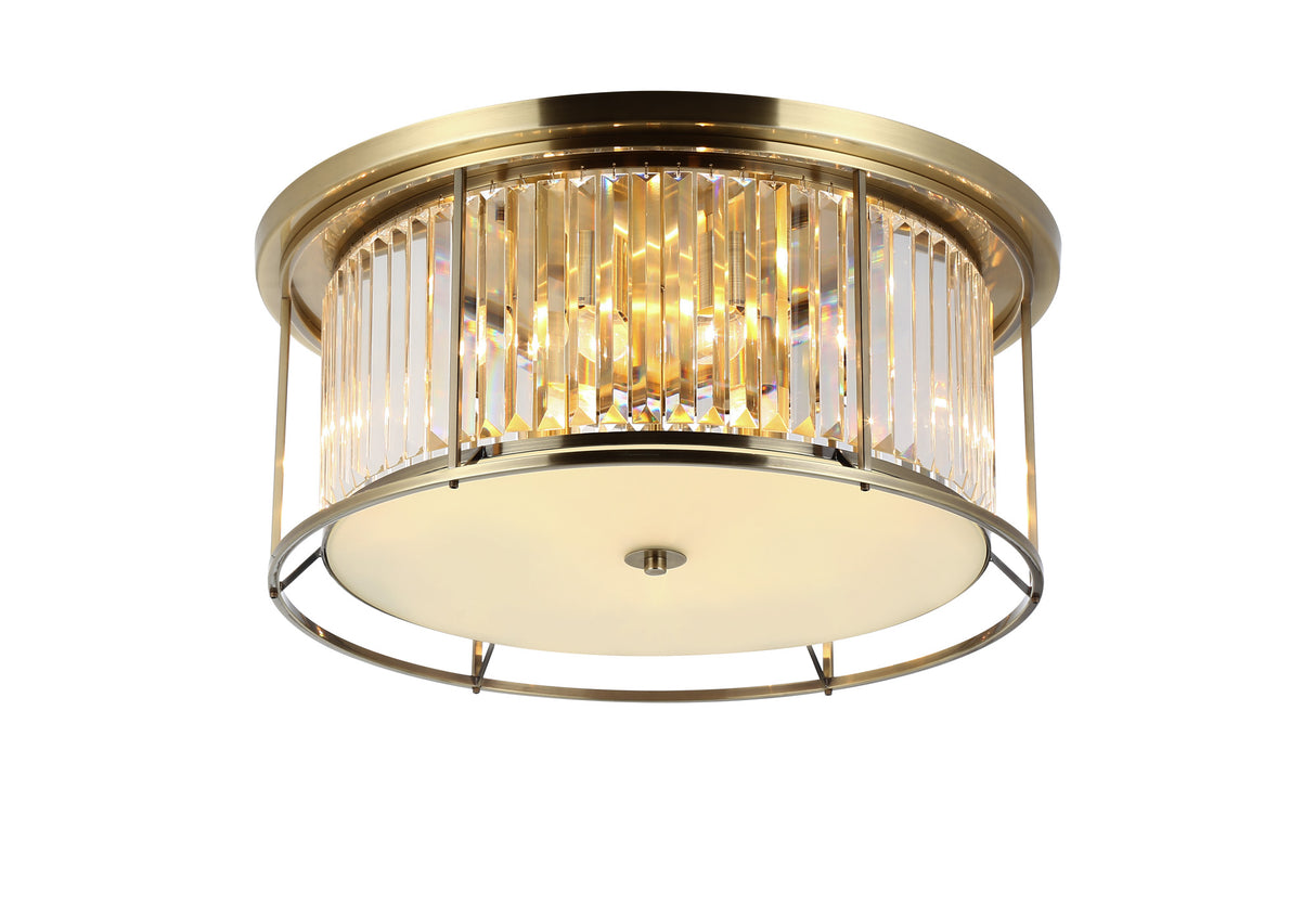 Buckley Ceiling, 6 x E27, Antique Brass / Clear