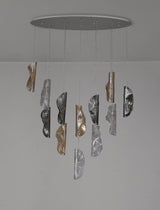 Young Oval Pendant 2m, 12 x G9, Polished Chrome / Clear & Amber & Smoked Glass