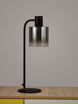 Chisholm Large Table Lamp, 1 Light E27, Black / Smoke Fade Glass