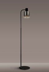 Chisholm Floor Lamp, 1 Light E27, Black / Smoke Fade Glass