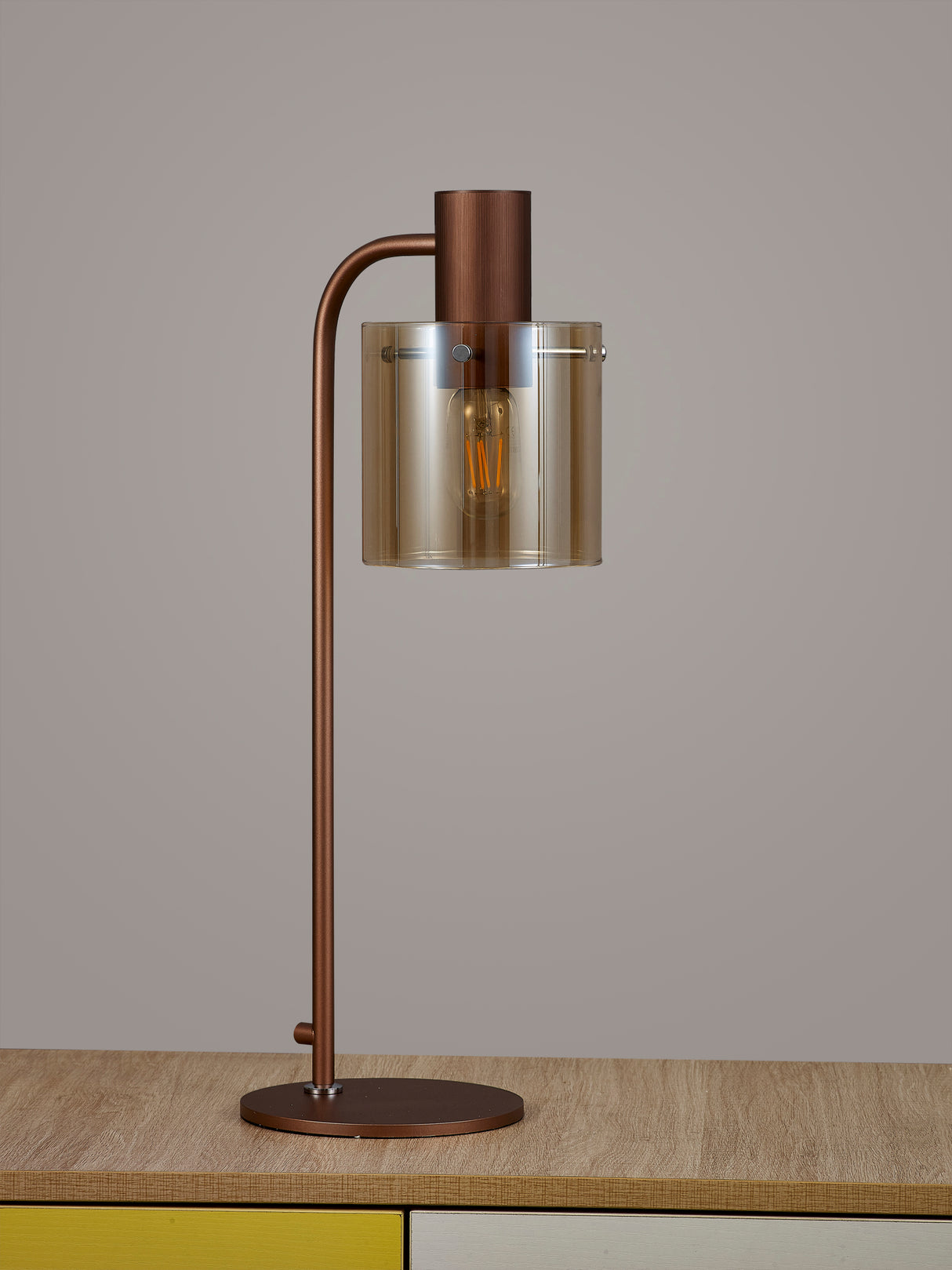 Chisholm Large Table Lamp, 1 Light E27, Mocha / Amber Glass