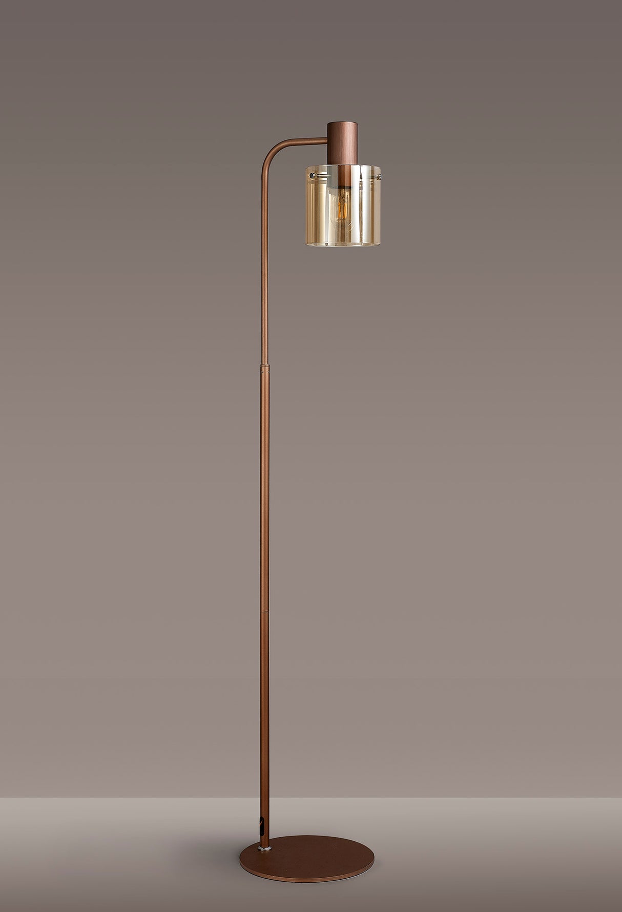 Chisholm Floor Lamp, 1 Light E27, Mocha / Amber Glass