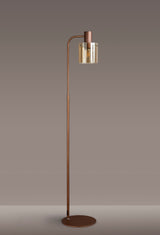 Chisholm Floor Lamp, 1 Light E27, Mocha / Amber Glass