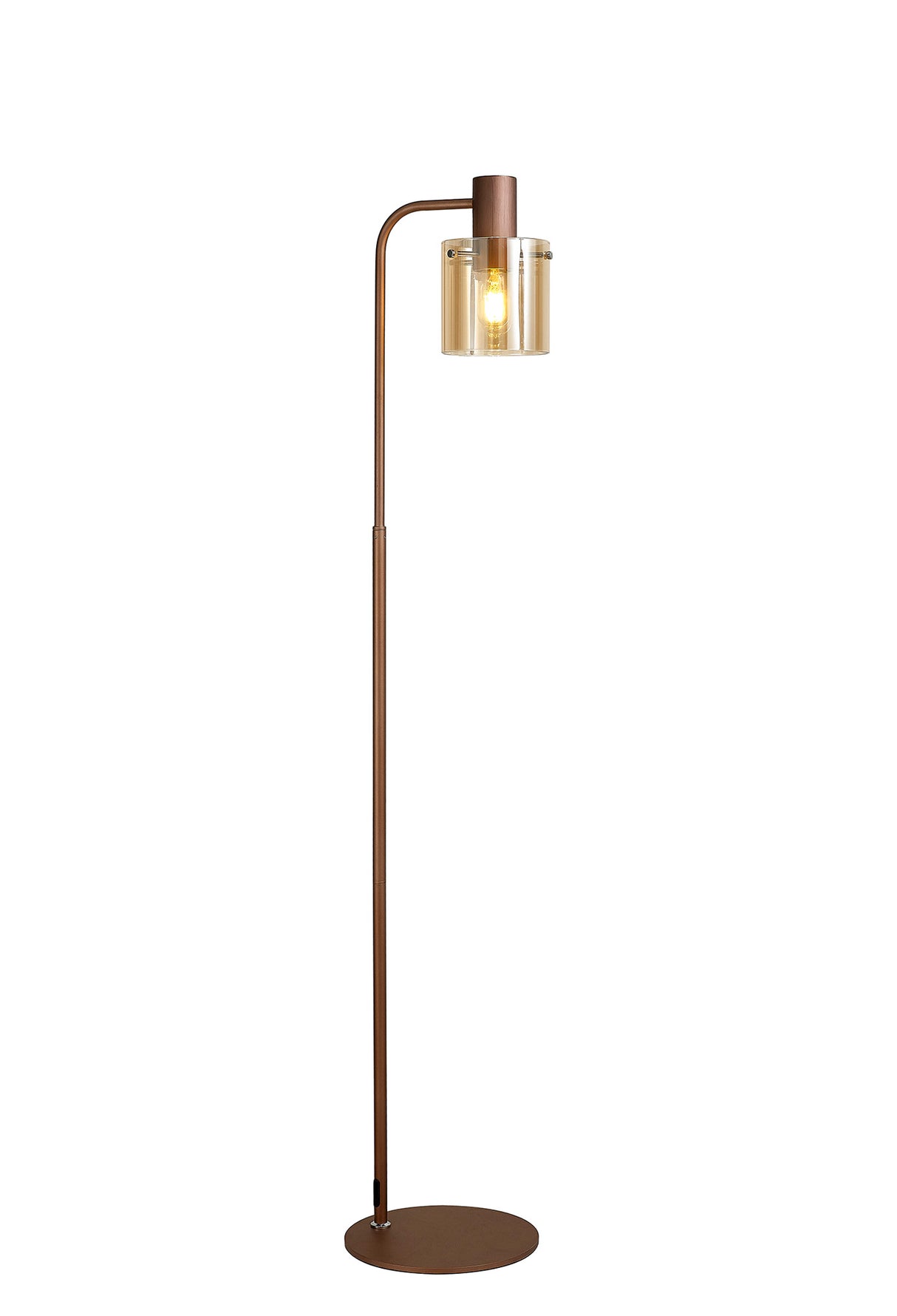 Chisholm Floor Lamp, 1 Light E27, Mocha / Amber Glass