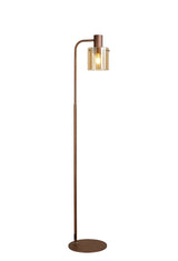 Chisholm Floor Lamp, 1 Light E27, Mocha / Amber Glass