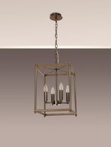 Saddington Pendant, 4 x E14, Medium Oak/Antique Brass