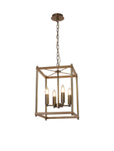 Saddington Pendant, 4 x E14, Medium Oak/Antique Brass