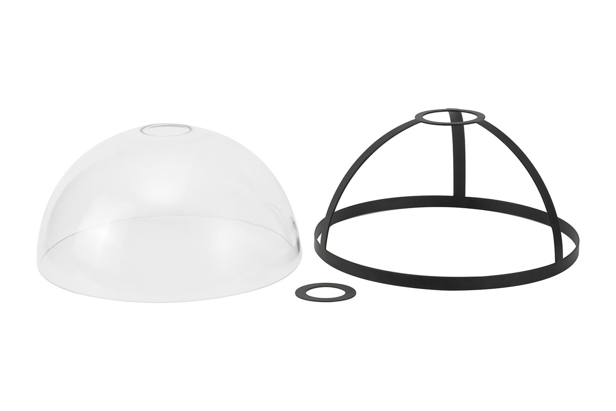 Munro Round 30cm Graphite / Clear Glass Shade (E), With Metal Trim