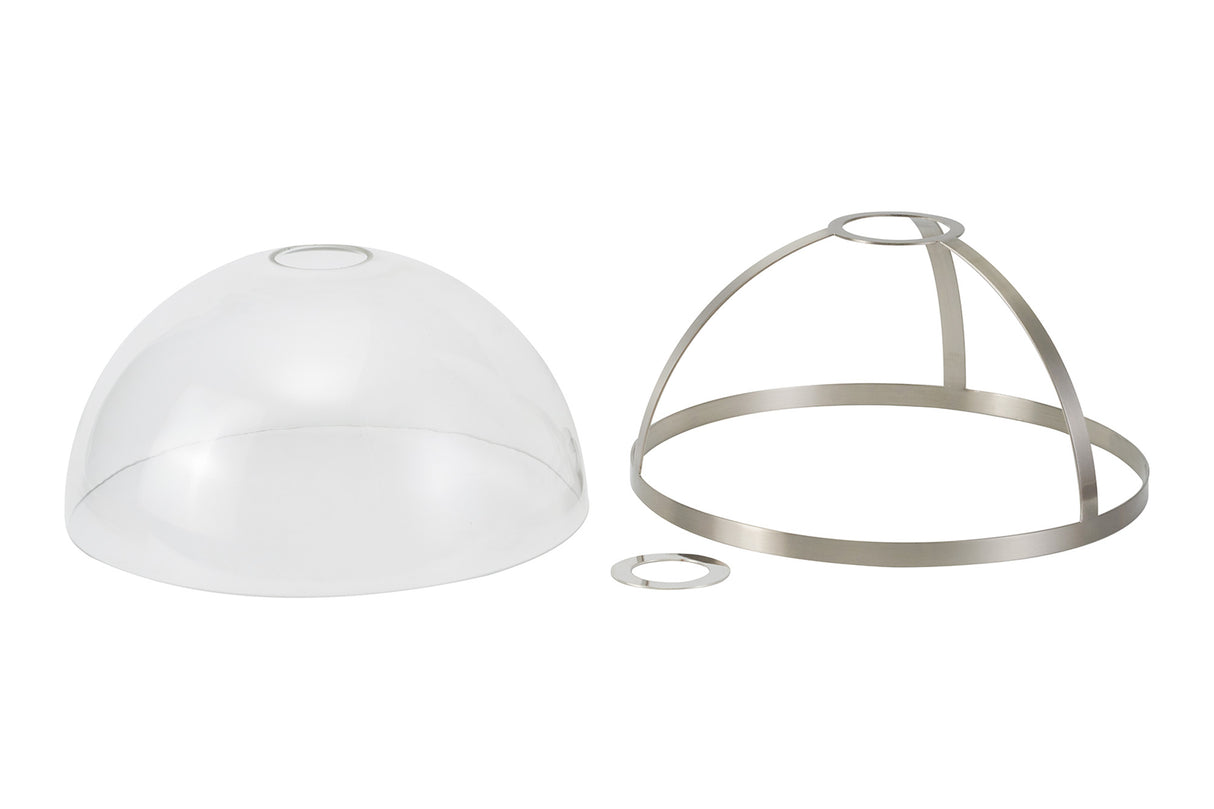 Munro Round 30cm Satin Nickel / Clear Glass Shade (E), With Metal Trim
