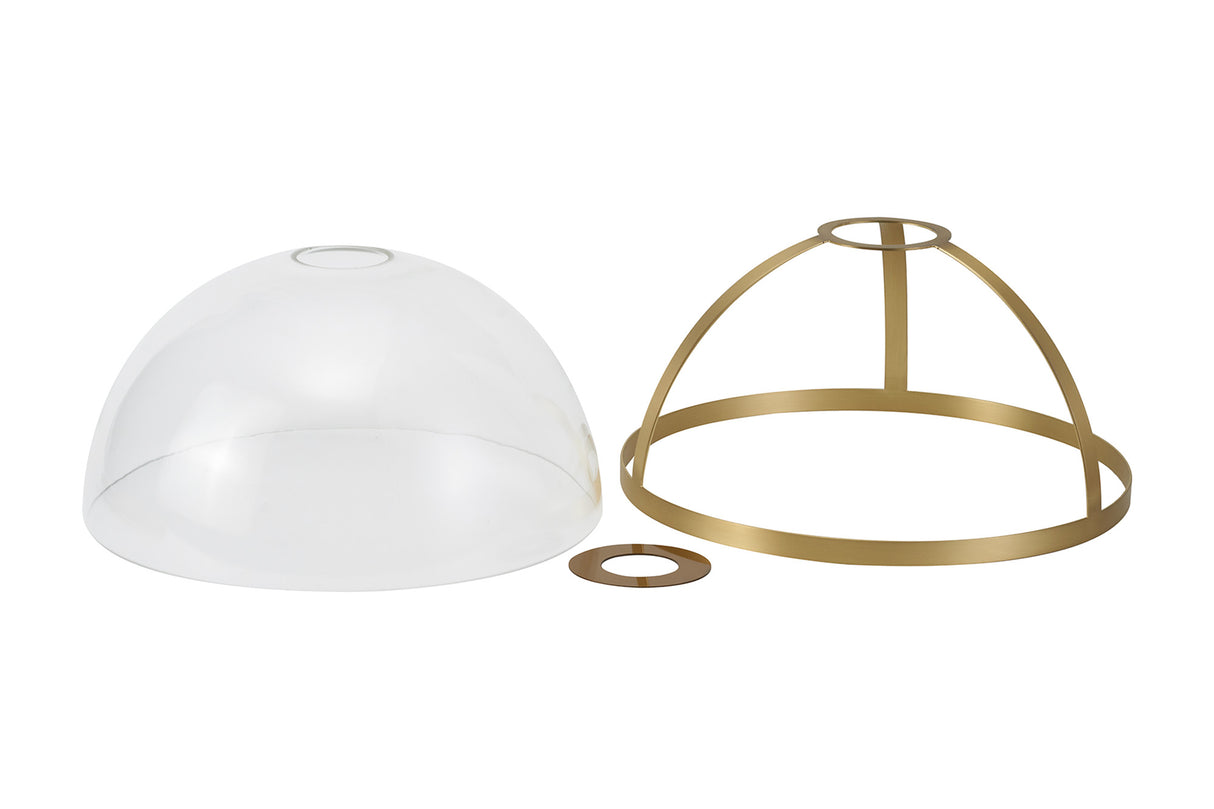 Munro Round 30cm Satin Gold / Clear Glass Shade (E), With Metal Trim
