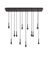 Lathen Satin Black 12 Light G9 Universal 2m Linear Pendant, Suitable For A Vast Selection Of Glass Shades