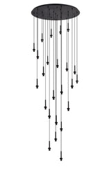 Lathen Satin Black 24 Light G9 Universal 5m Round Multiple Pendant, Suitable For A Vast Selection Of Glass Shades, Item Weight: 15.6kg