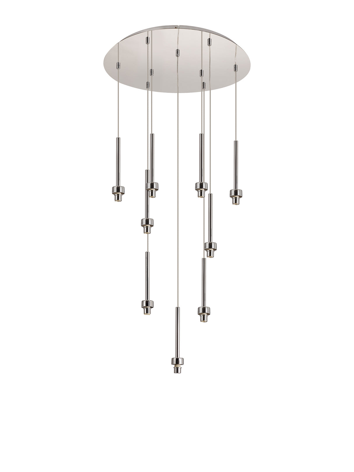 Lathen Polished Chrome 9 Light G9 Universal 2.5m Round Multiple Pendant, Suitable For A Vast Selection Of Glass Shades