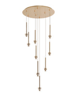 Lathen French Gold 9 Light G9 Universal 2.5m Round Multiple Pendant, Suitable For A Vast Selection Of Glass Shades