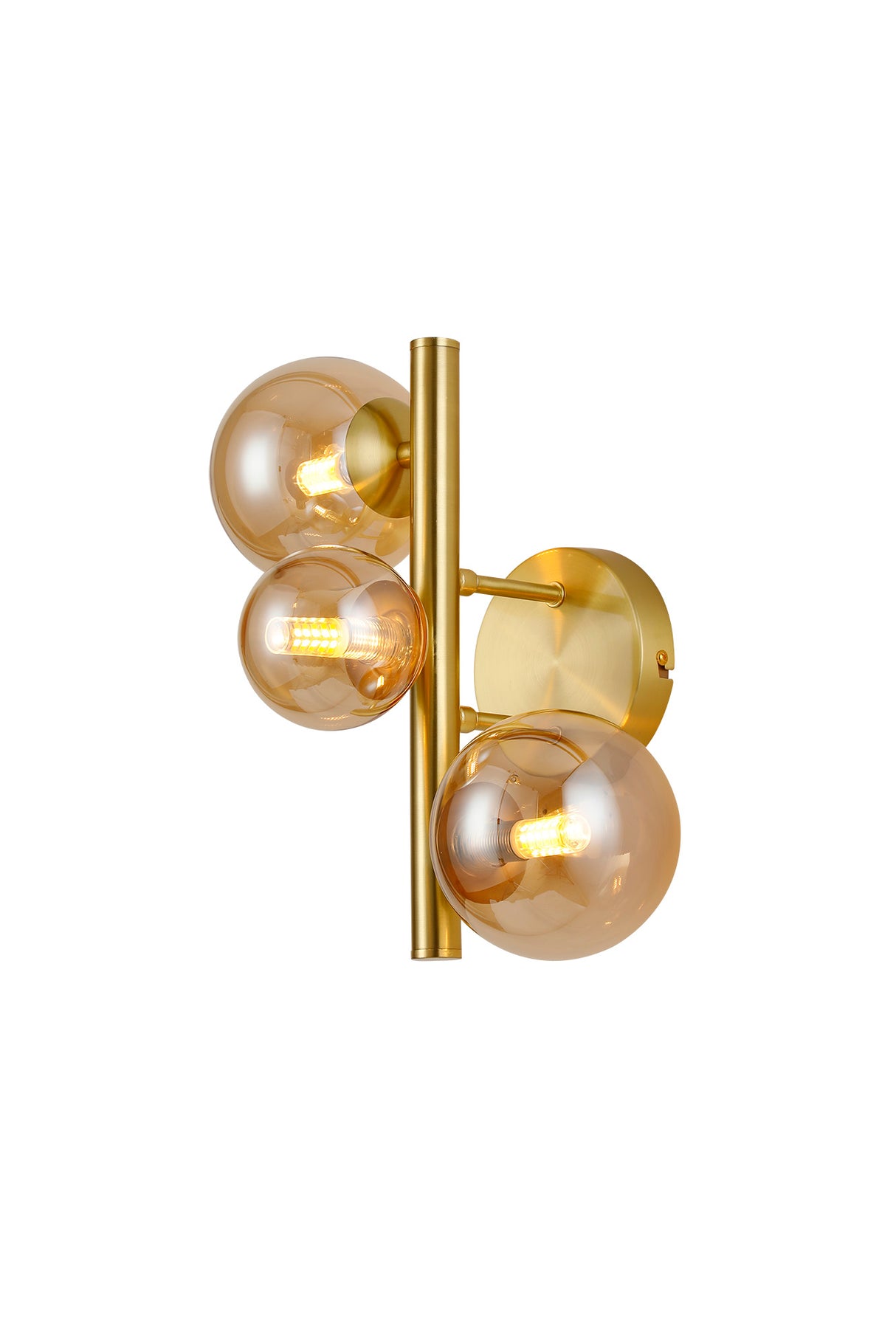 Ferguson Wall Lamp, 3 x G9, Satin Gold, Amber Plated Glass