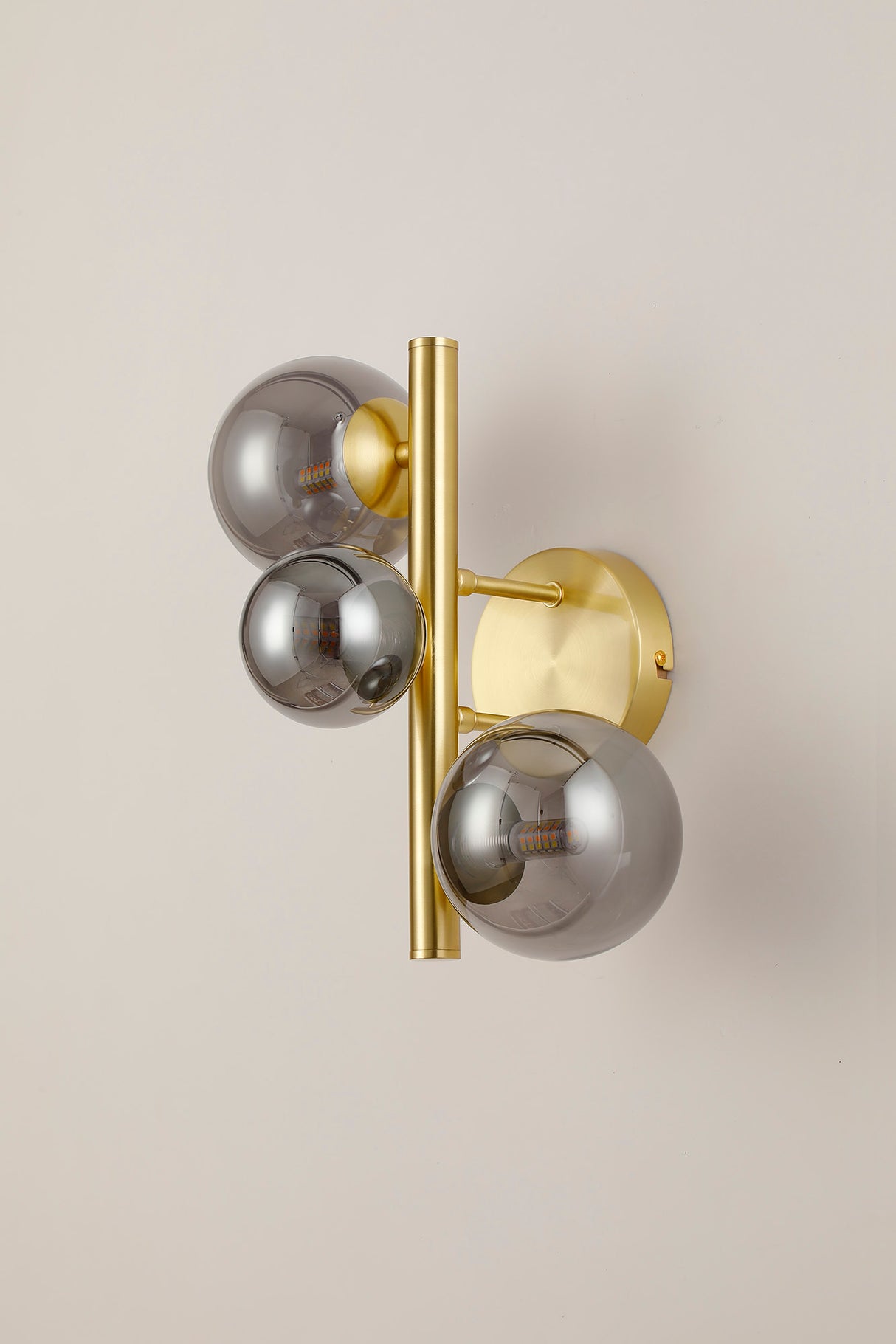 Ferguson Wall Lamp, 3 x G9, Satin Gold, Smoke Plated Glass