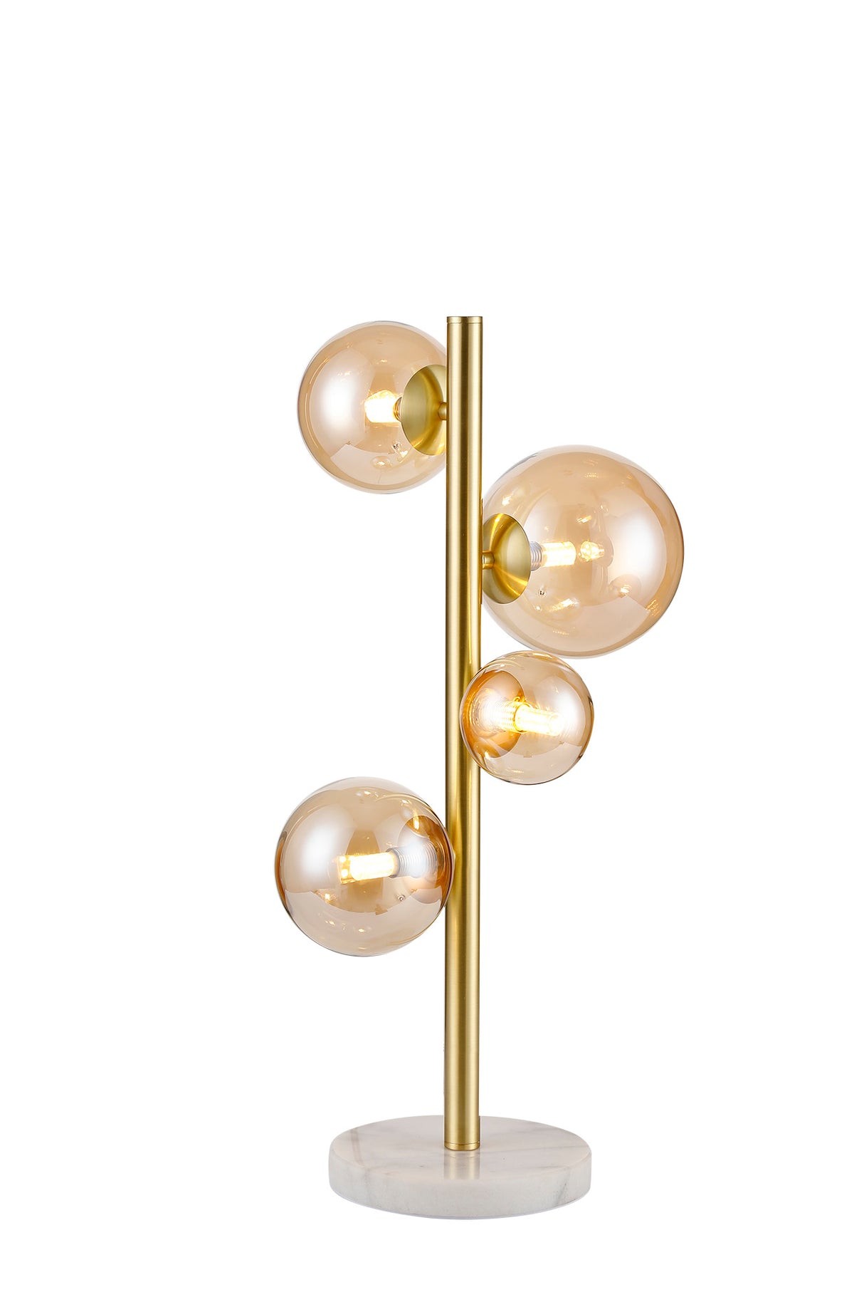 Ferguson Table Lamp, 4 x G9, Satin Gold, Amber Plated Glass
