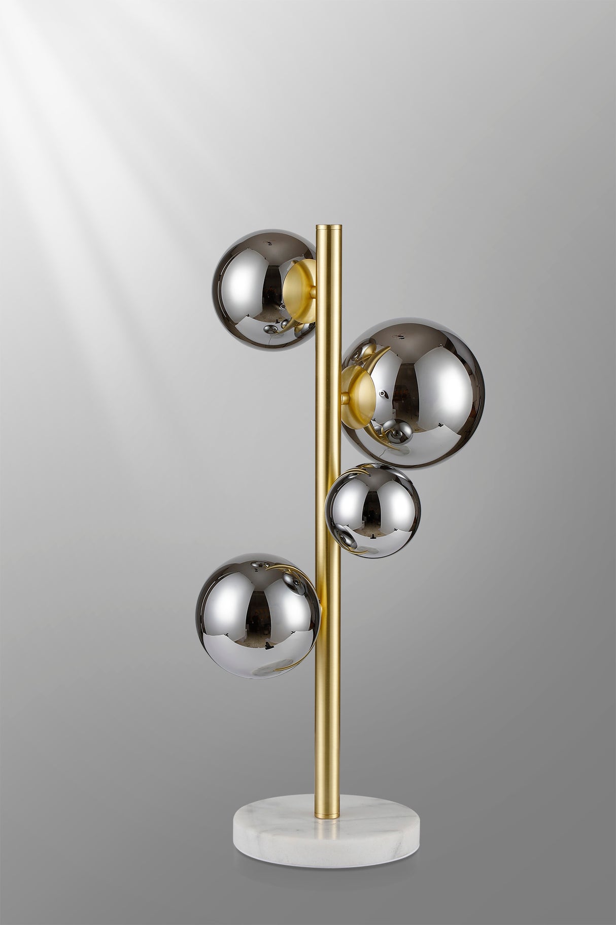 Ferguson Table Lamp, 4 x G9, Satin Gold, Chrome Plated Glass