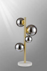 Ferguson Table Lamp, 4 x G9, Satin Gold, Chrome Plated Glass