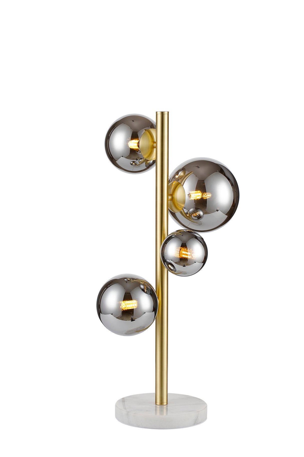 Ferguson Table Lamp, 4 x G9, Satin Gold, Chrome Plated Glass