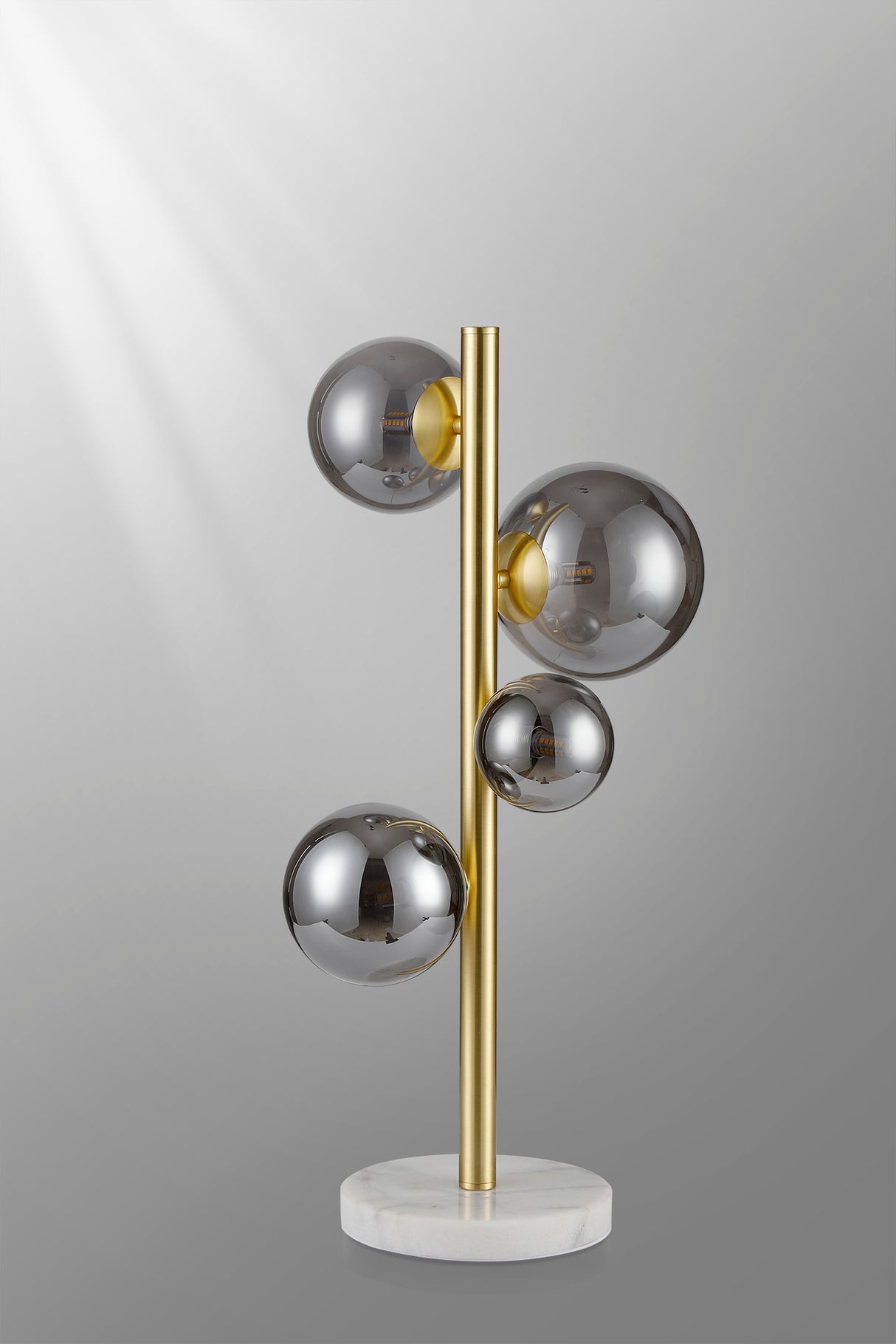 Ferguson Table Lamp, 4 x G9, Satin Gold, Smoke Plated Glass