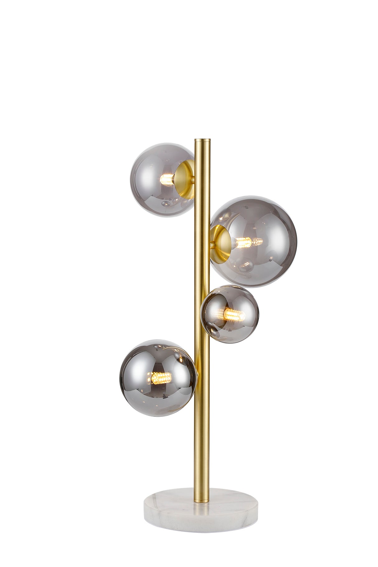 Ferguson Table Lamp, 4 x G9, Satin Gold, Smoke Plated Glass