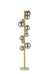 Ferguson Floor Lamp, 11 x G9, Satin Gold, Chrome Plated Glass