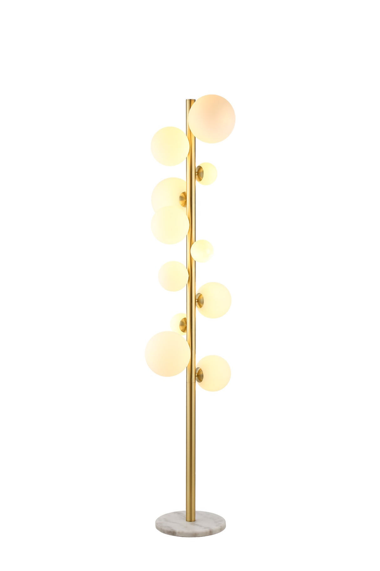 Ferguson Floor Lamp, 11 x G9, Satin Gold, Opal Glass