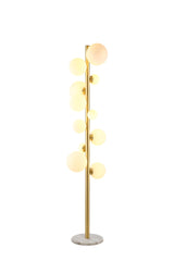 Ferguson Floor Lamp, 11 x G9, Satin Gold, Opal Glass