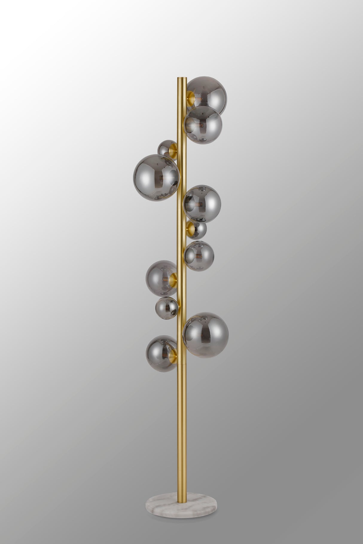 Ferguson Floor Lamp, 11 x G9, Satin Gold, Smoke Plated Glass