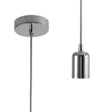 Robson 2m Suspension Kit 1 Light Chrome/Silver Braided Cable, E27 Max 60W, c/w Ceiling Bracket & Deeper Shade Ring