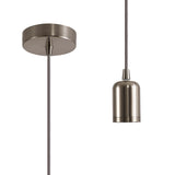 Robson 2m Suspension Kit 1 Light Brushed Nickel/Silver Braided Cable, E27 Max 60W, c/w Ceiling Bracket & Deeper Shade Ring