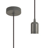 Robson 2m Suspension Kit 1 Light Warm Grey/Grey Braided Cable, E27 Max 60W, c/w Ceiling Bracket & Deeper Shade Ring
