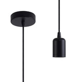 Robson 2m Suspension Kit 1 Light Black/Black Braided Cable, E27 Max 60W, c/w Ceiling Bracket & Deeper Shade Ring