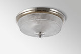 Gordon 2 Light E27 Flush Ceiling Light, IP44, Polished Nickel/Prismatic Glass