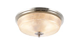 Gordon 2 Light E27 Flush Ceiling Light, IP44, Polished Nickel/Prismatic Glass