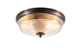Gordon 2 Light E27 Flush Ceiling Light, IP44, Bronze/Prismatic Glass
