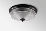 Gordon 2 Light E27 Flush Ceiling Light, IP44, Satin Black/Prismatic Glass