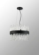 Melville 40cm 10 Light G9, Pendant Round, Satin Black / Clear