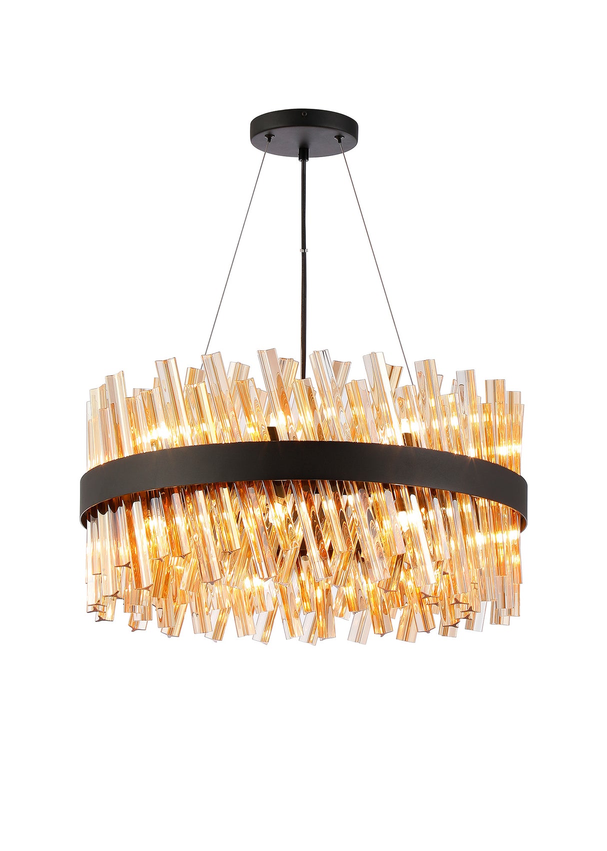 Melville 60cm 18 Light G9, Pendant Round, Satin Black / Amber Item Weight: 16.81kg